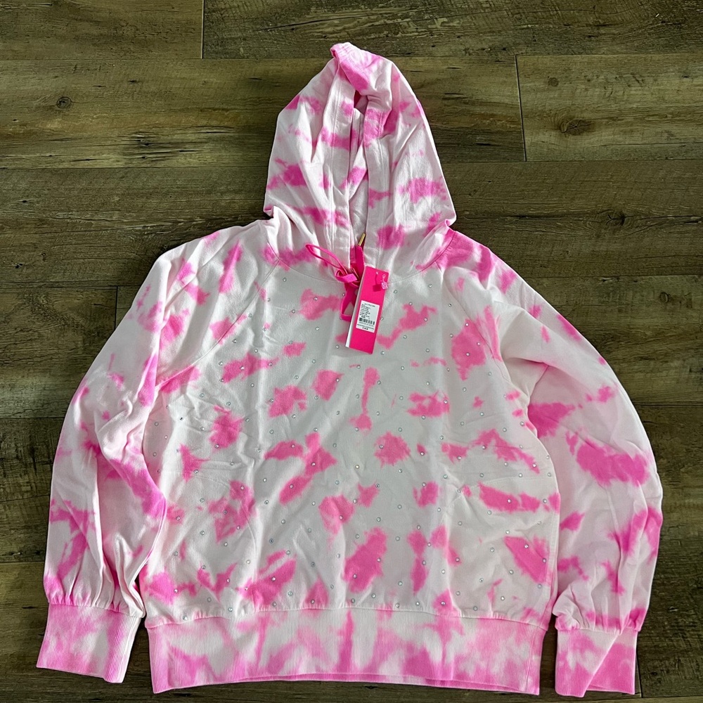NWT Lilly pulitzer Laurian plumeria pink sun splash tie dye hoodie